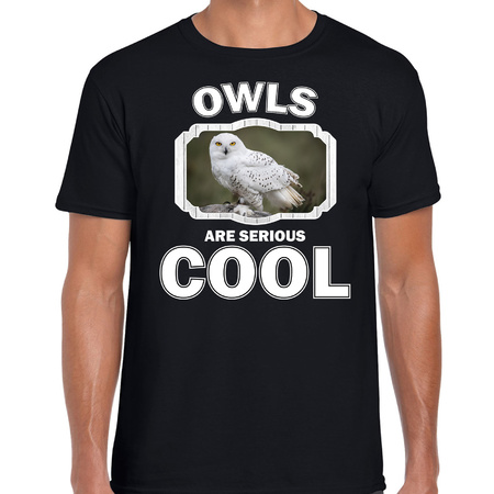 T-shirt owls are serious cool zwart heren - uilen/ sneeuwuil shirt