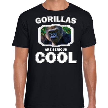 T-shirt gorillas are serious cool zwart heren - gorilla apen/ stoere gorilla shirt
