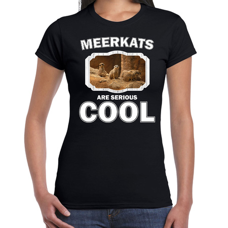 T-shirt meerkats are serious cool zwart dames - stokstaartjes/ stokstaartje shirt