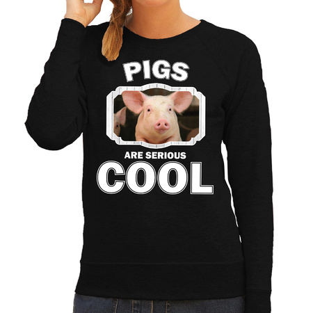 Sweater pigs are serious cool zwart dames - varkens/ varken trui