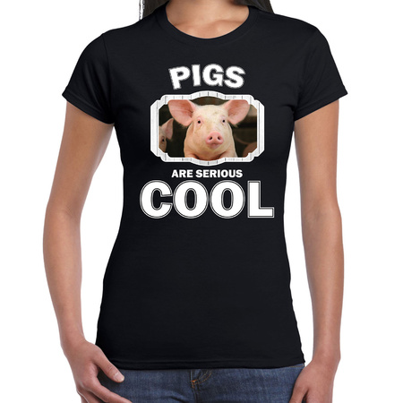 T-shirt pigs are serious cool zwart dames - varkens/ varken shirt