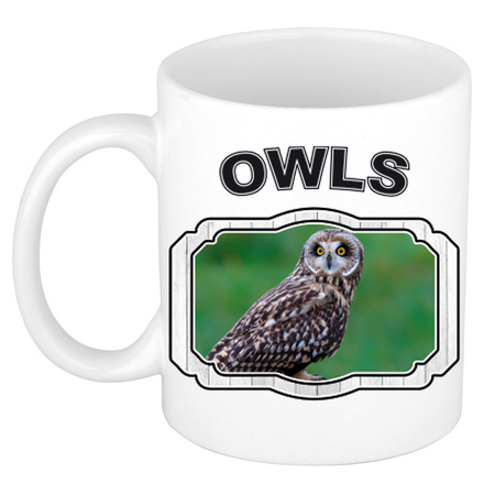 Animal short eared owls mug / cup white 300 ml