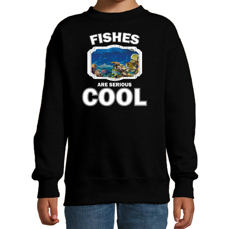 Sweater fishes are serious cool zwart kinderen - vissen/ vis trui