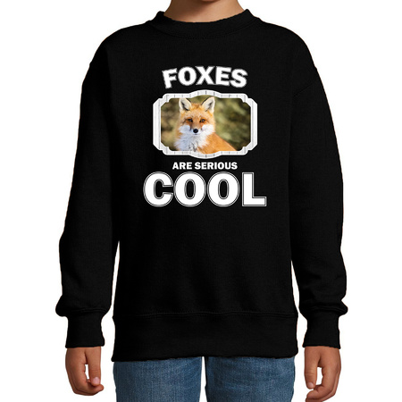 Sweater foxes are serious cool zwart kinderen - vossen/ vos trui