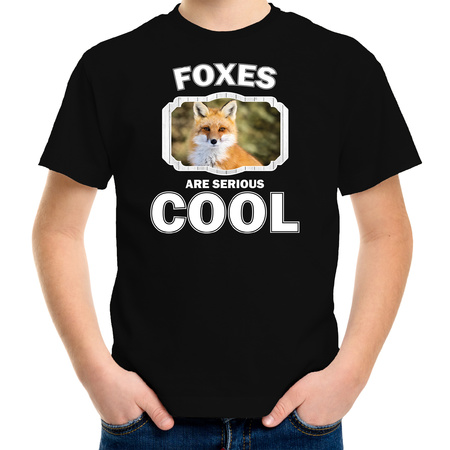 Animal foxes are cool t-shirt black for children