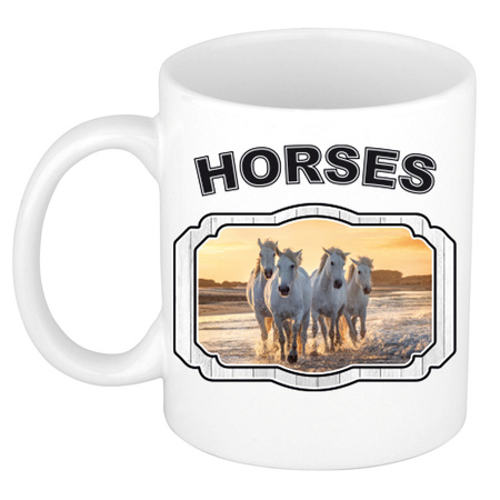 Animal white horses mug / cup white 300 ml