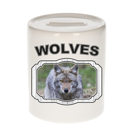 Animal wolves money box white 300 ml