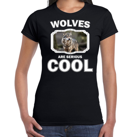 T-shirt wolfs are serious cool zwart dames - wolven/ wolf shirt