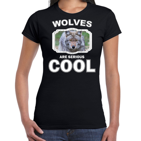 Animal wolves are cool t-shirt black for women
