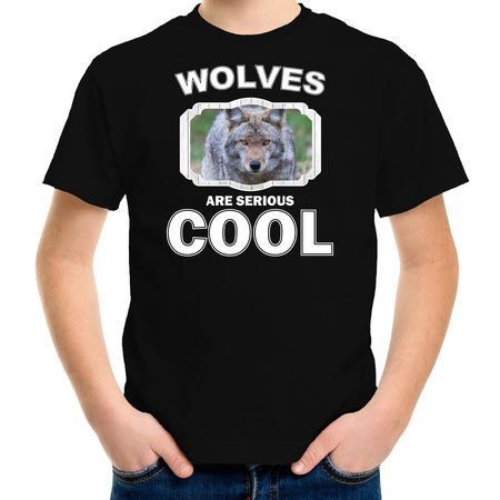 Animal wolves are cool t-shirt black for children