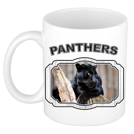 Animal black panther mug / cup white 300 ml
