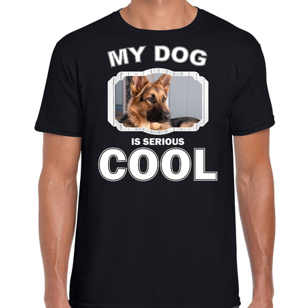 German shephard dog t-shirt my dog is serious cool black for men