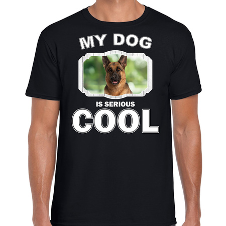 German shephard dog t-shirt my dog is serious cool black for men