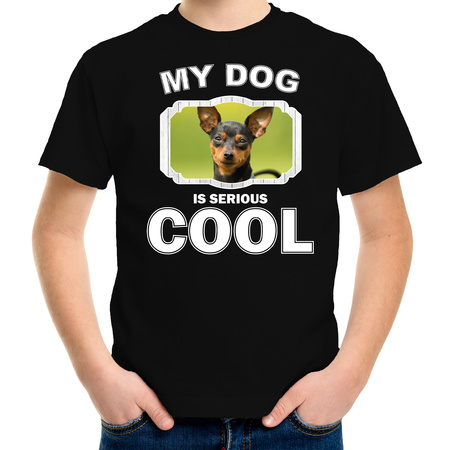 Honden liefhebber shirt Dwergpinscher my dog is serious cool zwart voor kinderen
