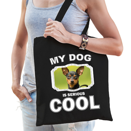 Miniature pinscher my dog is serious cool bag black 
