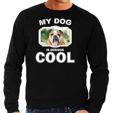 Honden liefhebber trui / sweater Engelse bulldog my dog is serious cool zwart voor heren