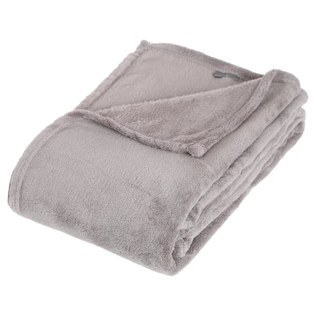 Fleece deken lichtgrijs 125 x 150 cm met voetenwarmer slof wasbeer one size