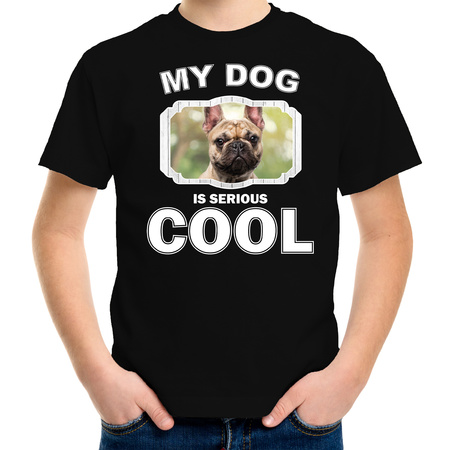 French bulldog dog t-shirt my dog is serious cool black for children