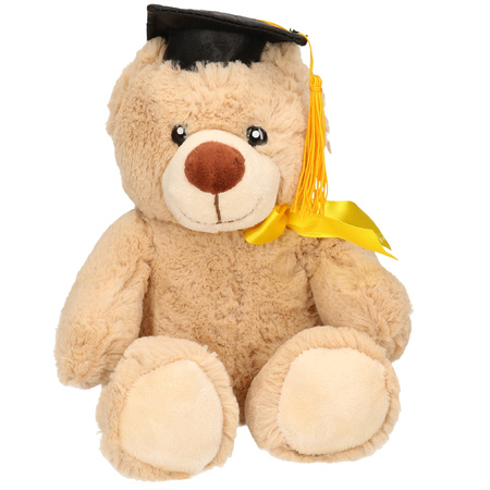 Pack of 20x pieces pluche bears graduate theme beige and brown 20 cm