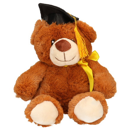 Pack of 12x pieces pluche bears graduate theme beige and brown 20 cm