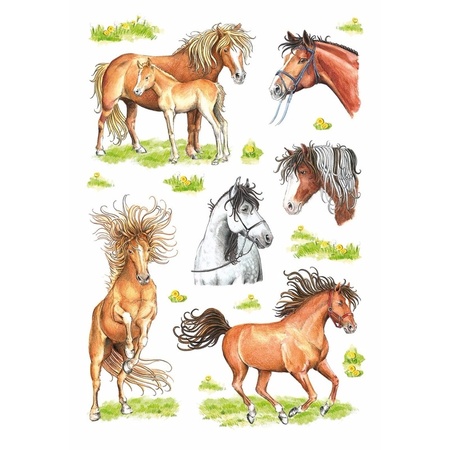 Stickers diverse  getekende paarden 3 vellen