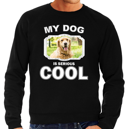 Honden liefhebber trui / sweater Golden retriever my dog is serious cool zwart voor heren
