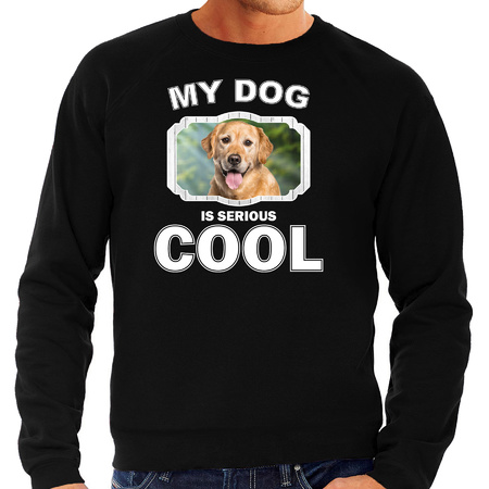 Honden liefhebber trui / sweater Golden retriever my dog is serious cool zwart voor heren