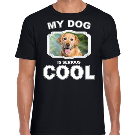 Golden Retriever dog t-shirt my dog is serious cool black for men