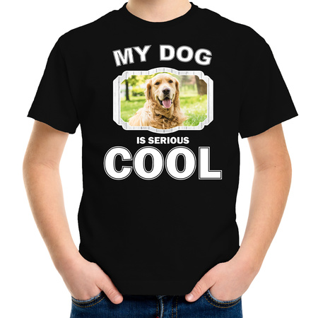 Golden retriever dog t-shirt my dog is serious cool black for children
