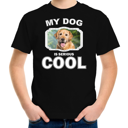 Golden retriever dog t-shirt my dog is serious cool black for children