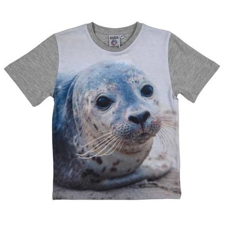 Grey t-shirt with seal for kids