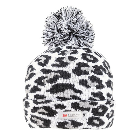 Grey/black panther/leopard print hat for women