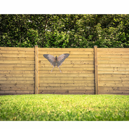 Grijs/goudbruine metalen tuindecoratie vlinder hangdecoratie 34 x 24 cm cm