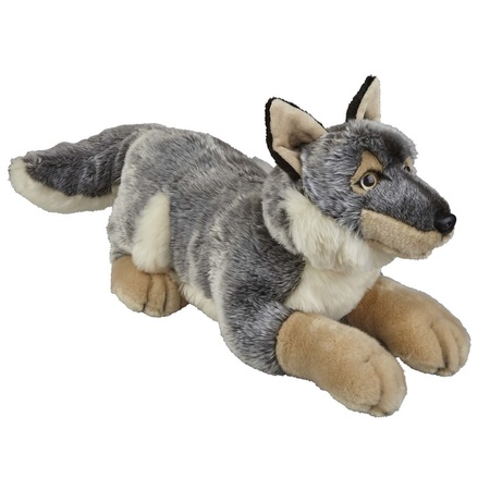 Plush grey wolf cuddle toy 50 cm