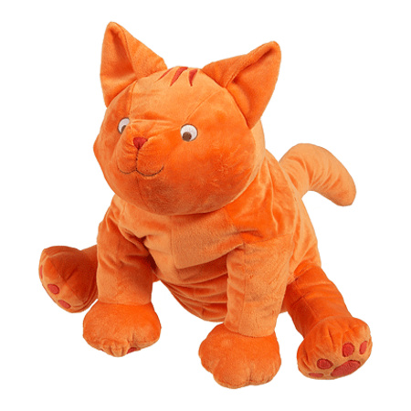 Plush soft toy orange cat 43 cm with an A5-size Happy Birthday postcard