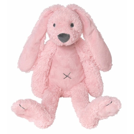 Verjaardagscadeau knuffel konijn/haas 28 cm roze met gratis wenskaart