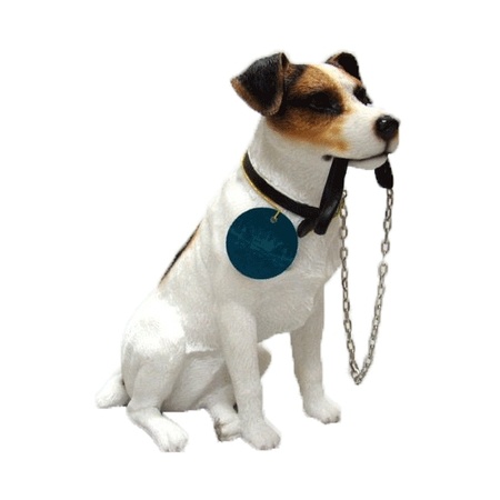 Statue Jack Russel dog with leash 15 cm 