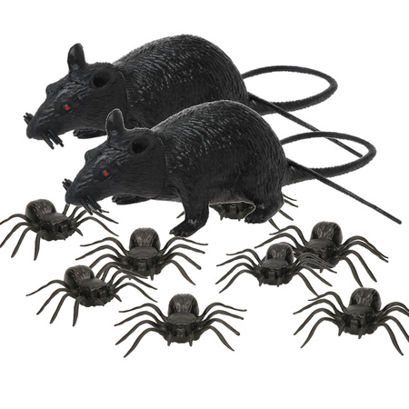 Horror creepy decoration set animals spiders and rats