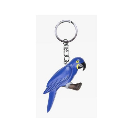 Wooden keychain blue parrot