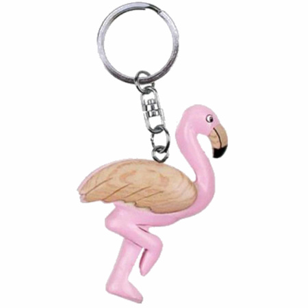 Wooden keychain flamingo 7 cm
