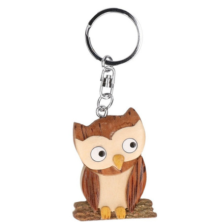 Wooden keychain owl