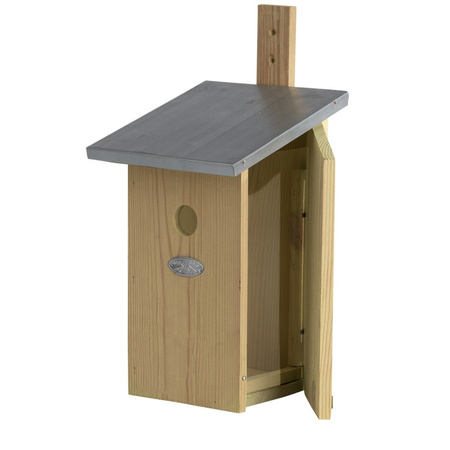 Wooden nesting bird house 39 cm with viewing hatch
