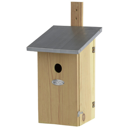 Wooden nesting bird house 39 cm with viewing hatch