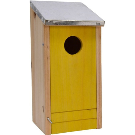 Woorden nesting bird house with yellow front 19 cm