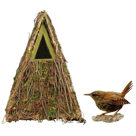 Vogelhuis/nestkast groene takjes en mos 24 cm
