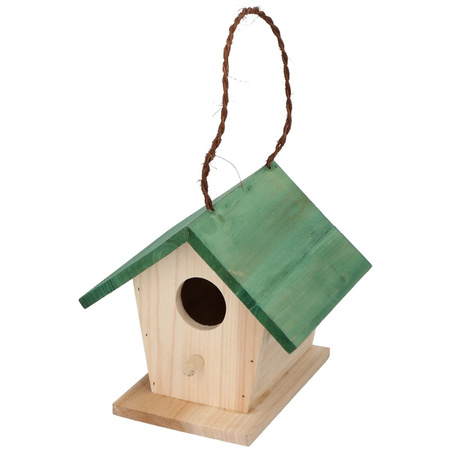 Woorden nesting bird house with green roof 17 cm