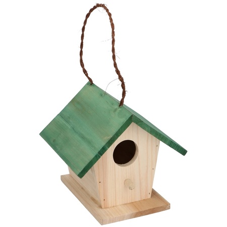 Woorden nesting bird house with green roof 17 cm