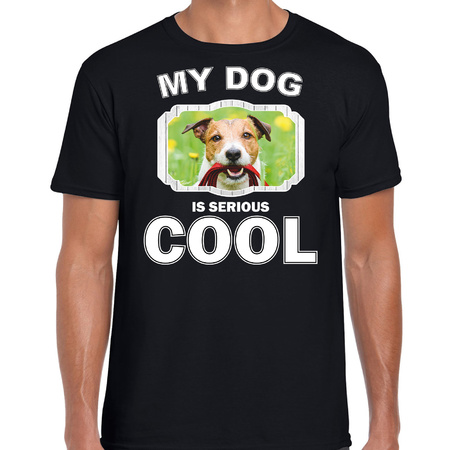 Honden liefhebber shirt Jack russel my dog is serious cool zwart voor heren