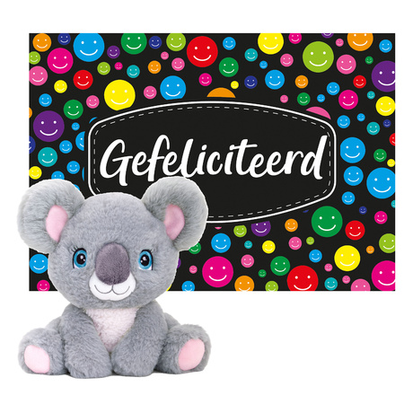 Keel toys - Cadeaukaart Gefeliciteerd met knuffeldier koala 25 cm