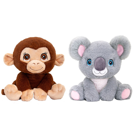 Keel Toys - Soft toy animal friends set koala and chimp monkey 25 cm